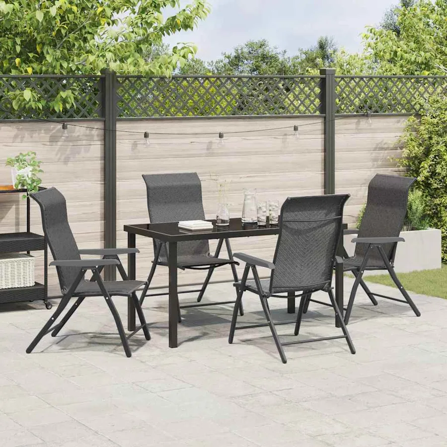 Ensemble de salle à manger pour jardin 5 pcs Gris - 4