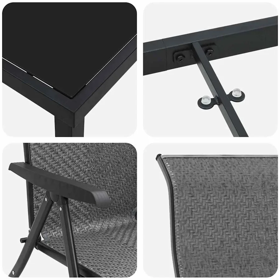 Ensemble de salle à manger pour jardin 5 pcs Gris - 9