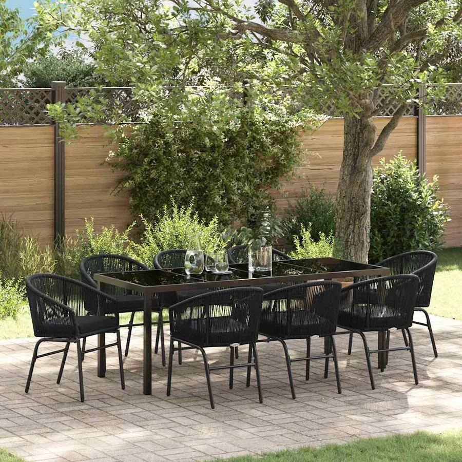 Ensemble de salle à manger pour jardin 9 pcs Noir