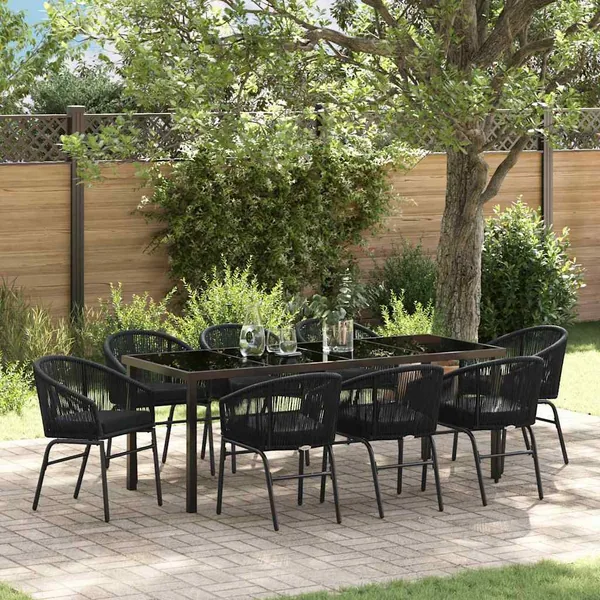 Ensemble de salle à manger pour jardin 9 pcs Noir