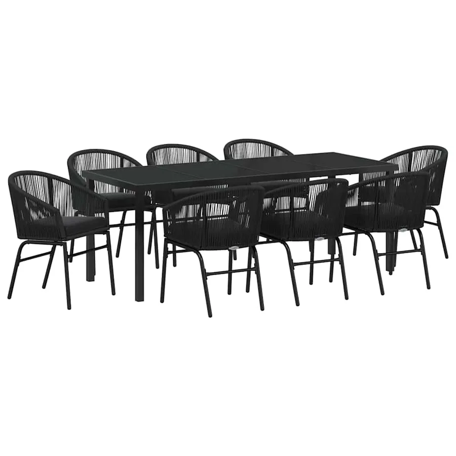 Ensemble de salle à manger pour jardin 9 pcs Noir - 2