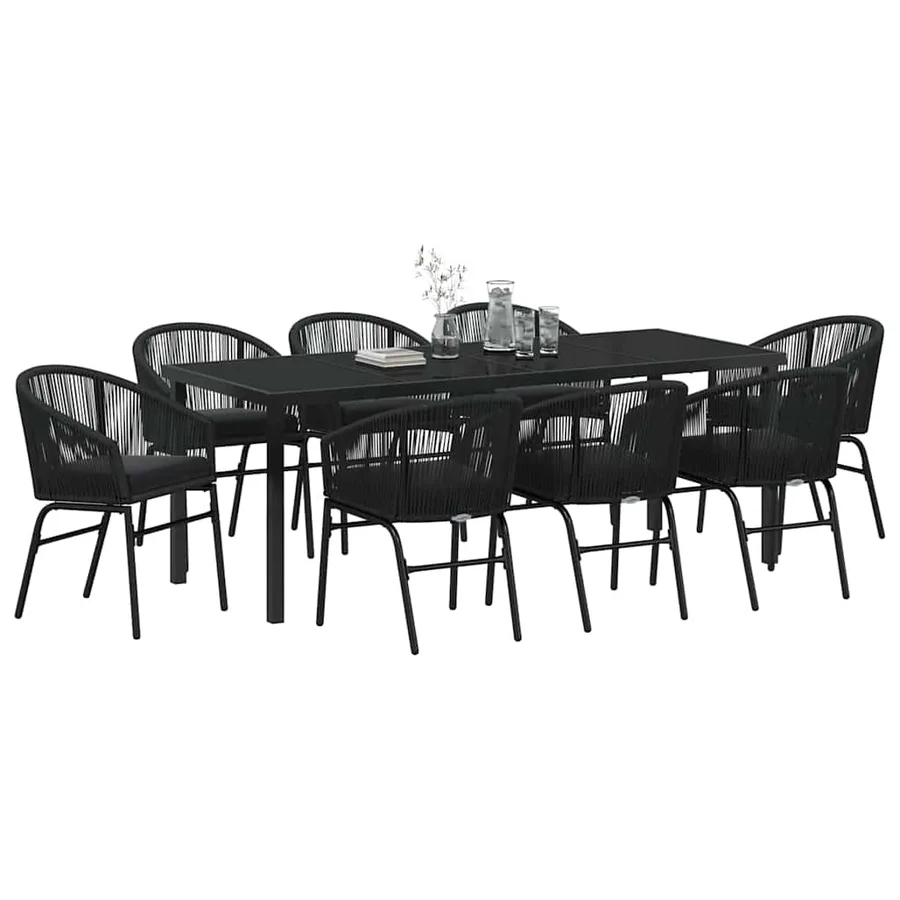 Ensemble de salle à manger pour jardin 9 pcs Noir - 3