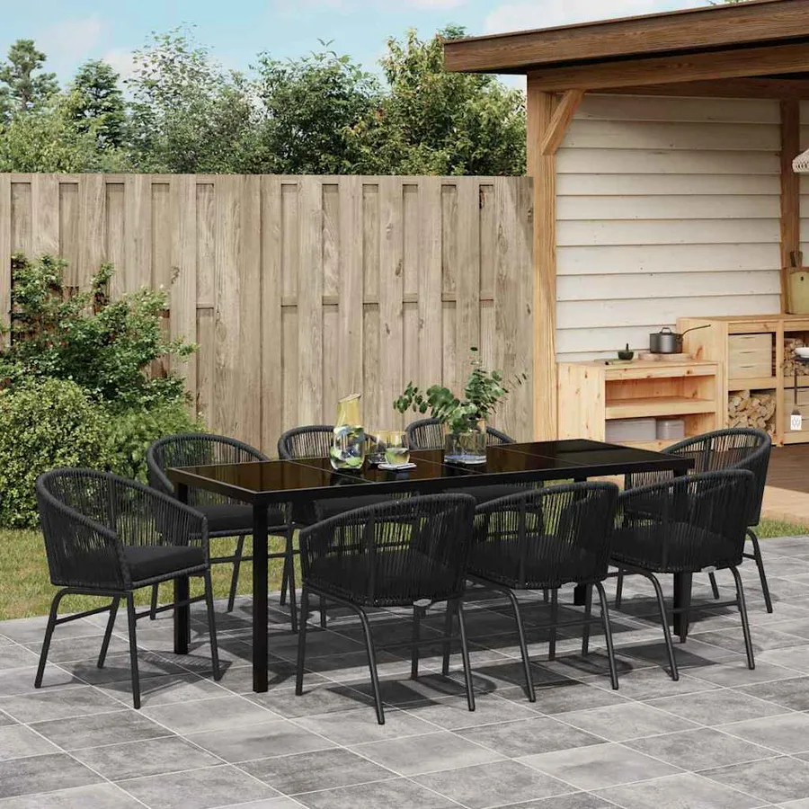 Ensemble de salle à manger pour jardin 9 pcs Noir - 4