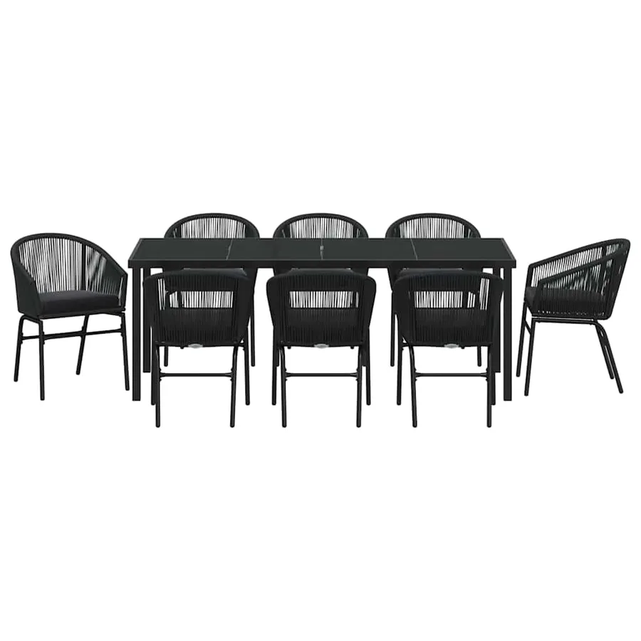 Ensemble de salle à manger pour jardin 9 pcs Noir - 7