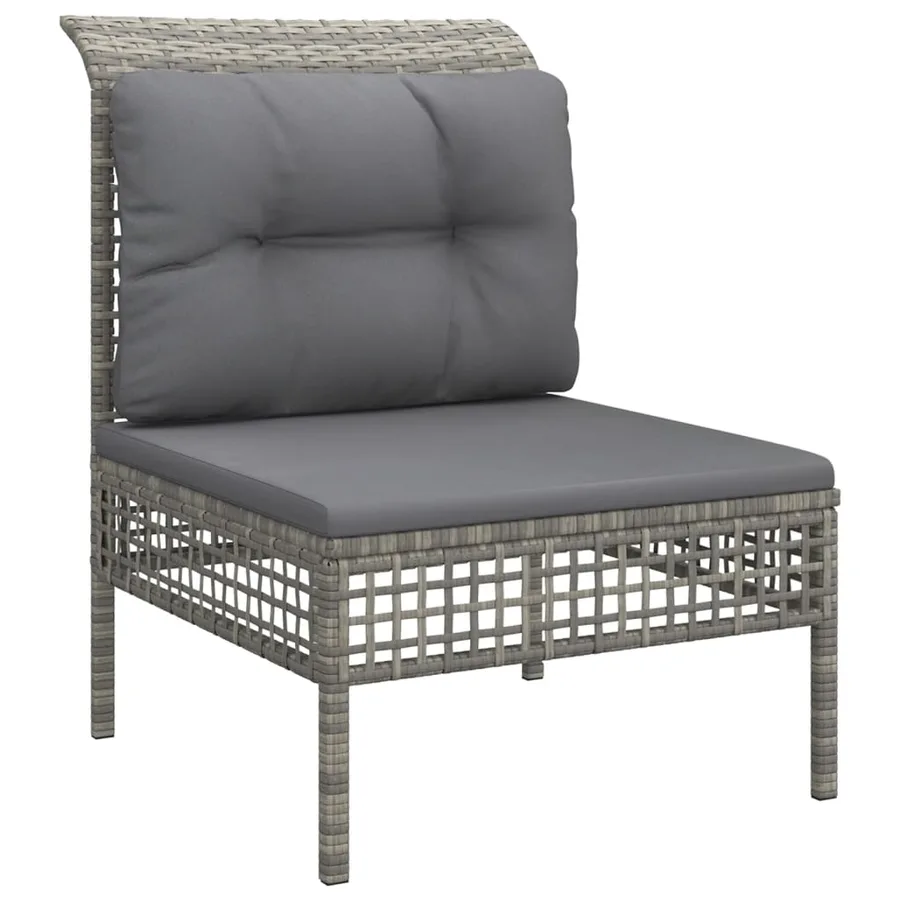 Salon de jardin 5 pcs avec coussins Gris Résine tressée - 4
