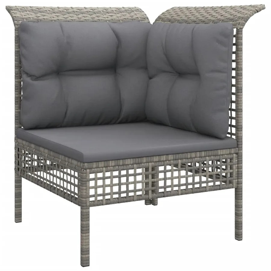 Salon de jardin 5 pcs avec coussins Gris Résine tressée - 5