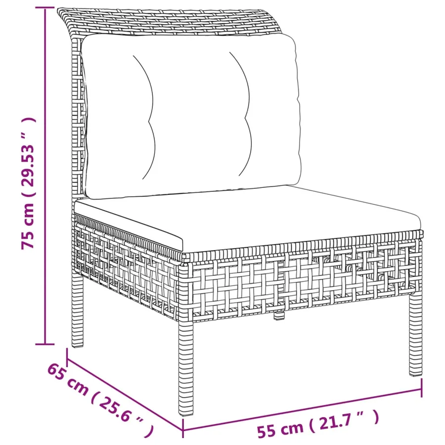 Salon de jardin 5 pcs avec coussins Gris Résine tressée - 7