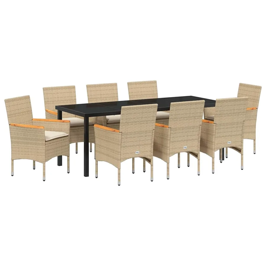 Ensemble de salle à manger pour jardin 9 pcs Beige polyrotin - 2