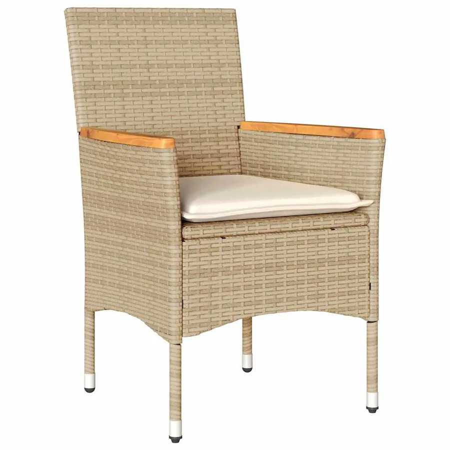 Ensemble de salle à manger pour jardin 9 pcs Beige polyrotin - 6