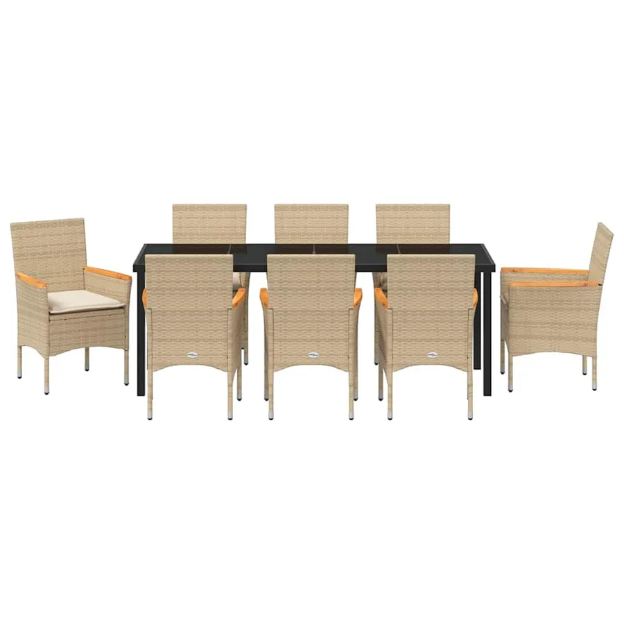 Ensemble de salle à manger pour jardin 9 pcs Beige polyrotin - 7