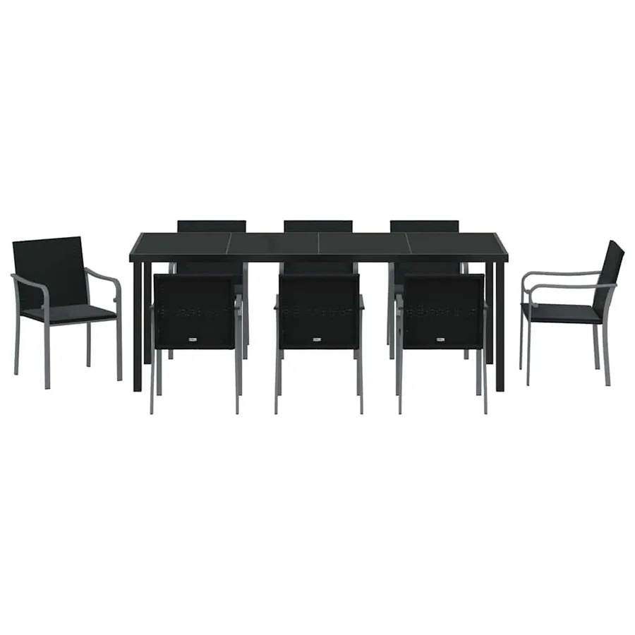 Ensemble de salle à manger pour jardin 9 pcs Noir et gris - 7