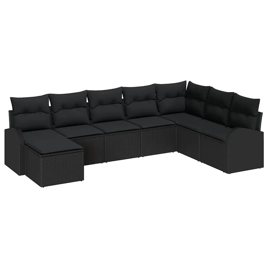 Ensemble de Canapés avec coussin 8 pcs Noir polyrotin - 2