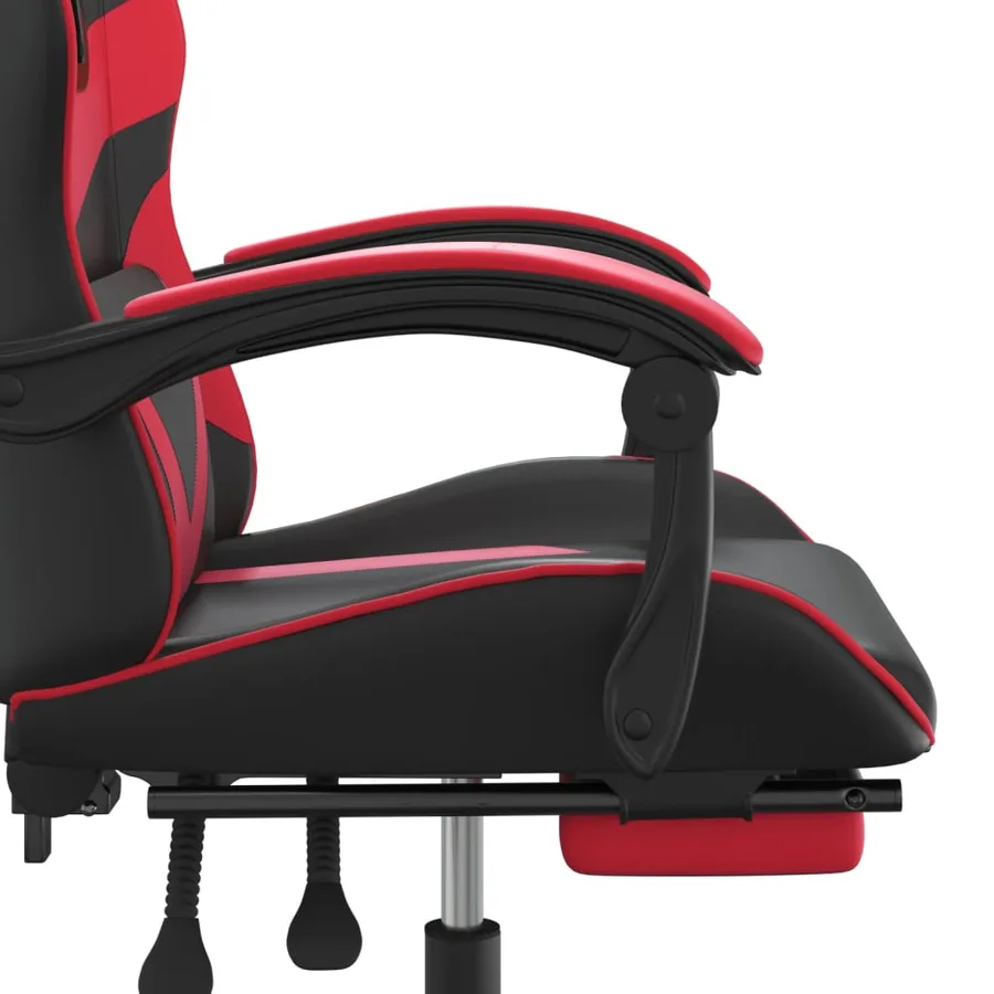 Chaise de jeu avec repose-pied Noir et rouge Similicuir - 10