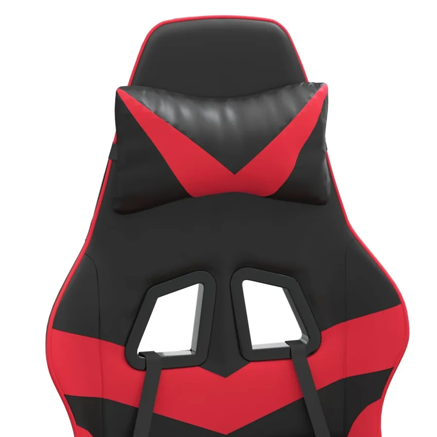 Chaise de jeu avec repose-pied Noir et rouge Similicuir - 11