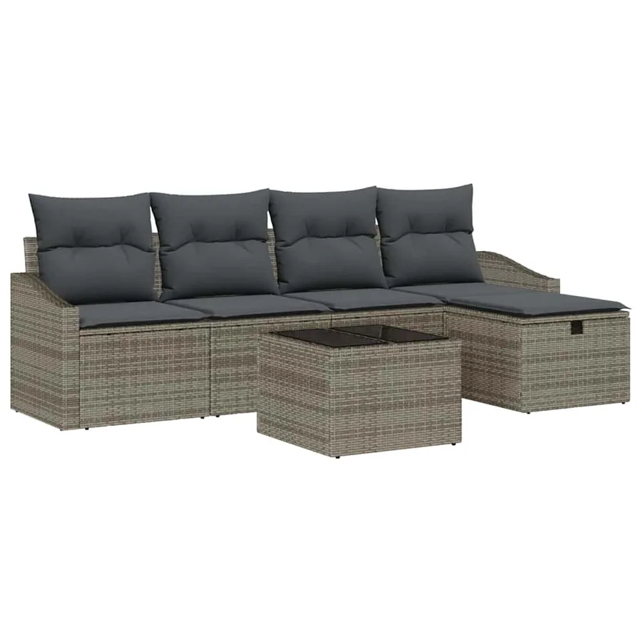 Ensemble de Canapés avec coussin avec stockage Gris polyrotin - 2
