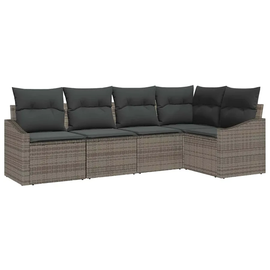 Ensemble de Canapés avec coussin 5 pcs Gris polyrotin - 2