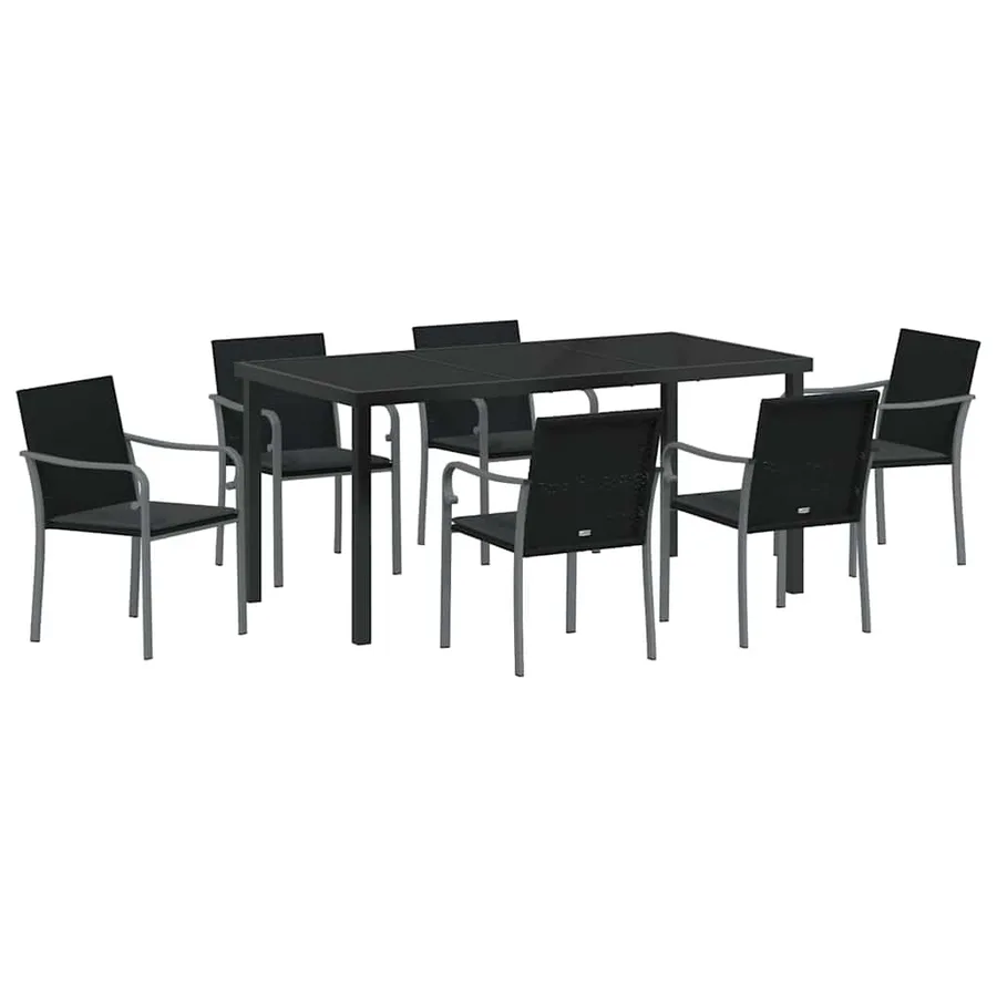Ensemble de salle à manger pour jardin 7 pcs Noir et gris - 2