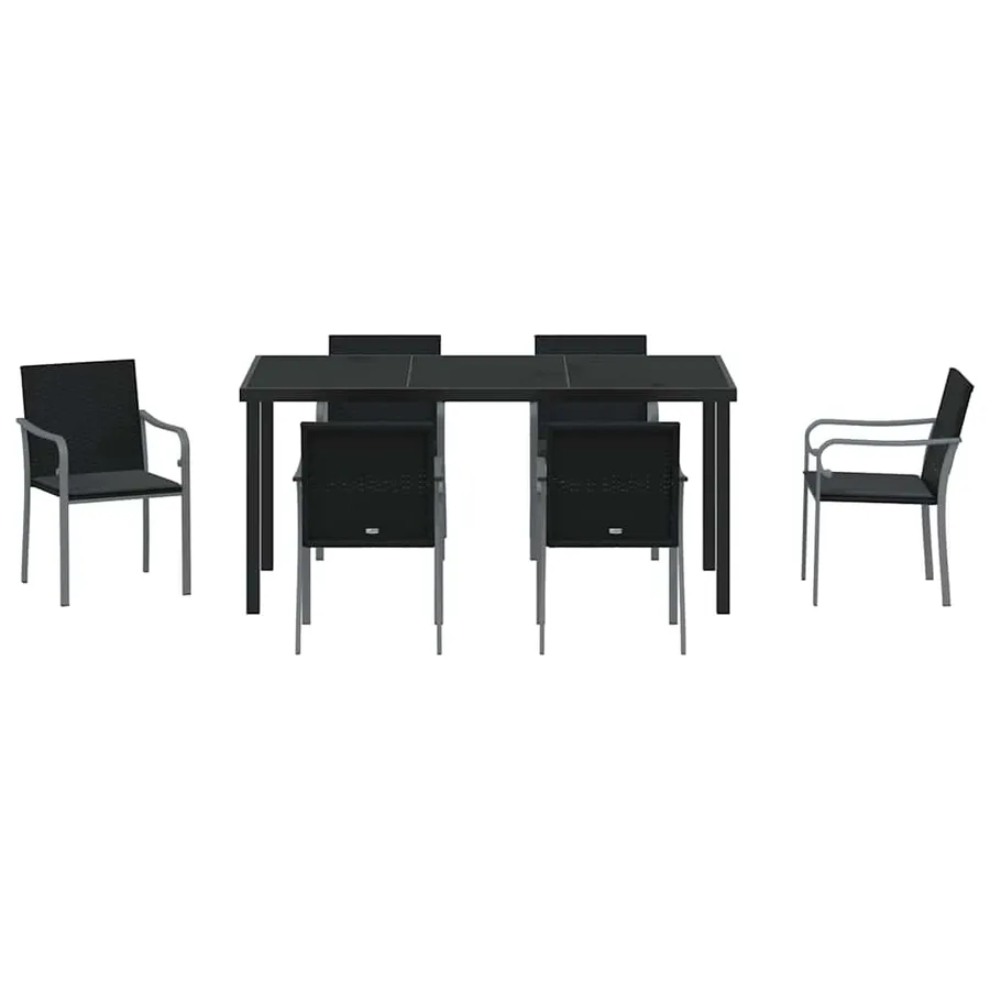 Ensemble de salle à manger pour jardin 7 pcs Noir et gris - 7