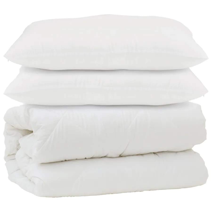 Couette avec oreiller 3 pcs Blanc Microfibre - 2
