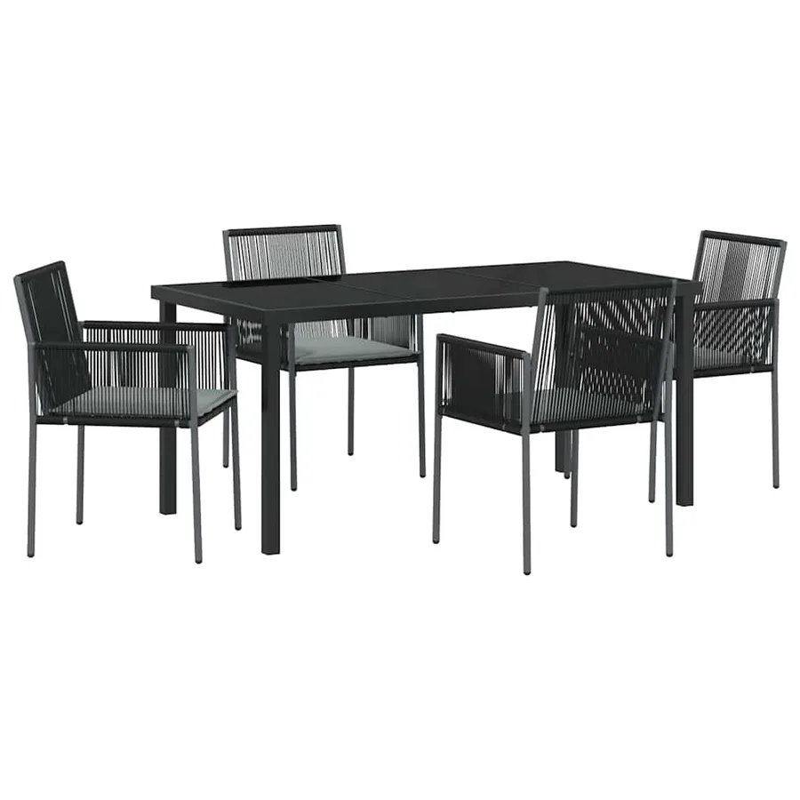 Ensemble de salle à manger pour jardin 5 pcs Noir Rotin PE - 2