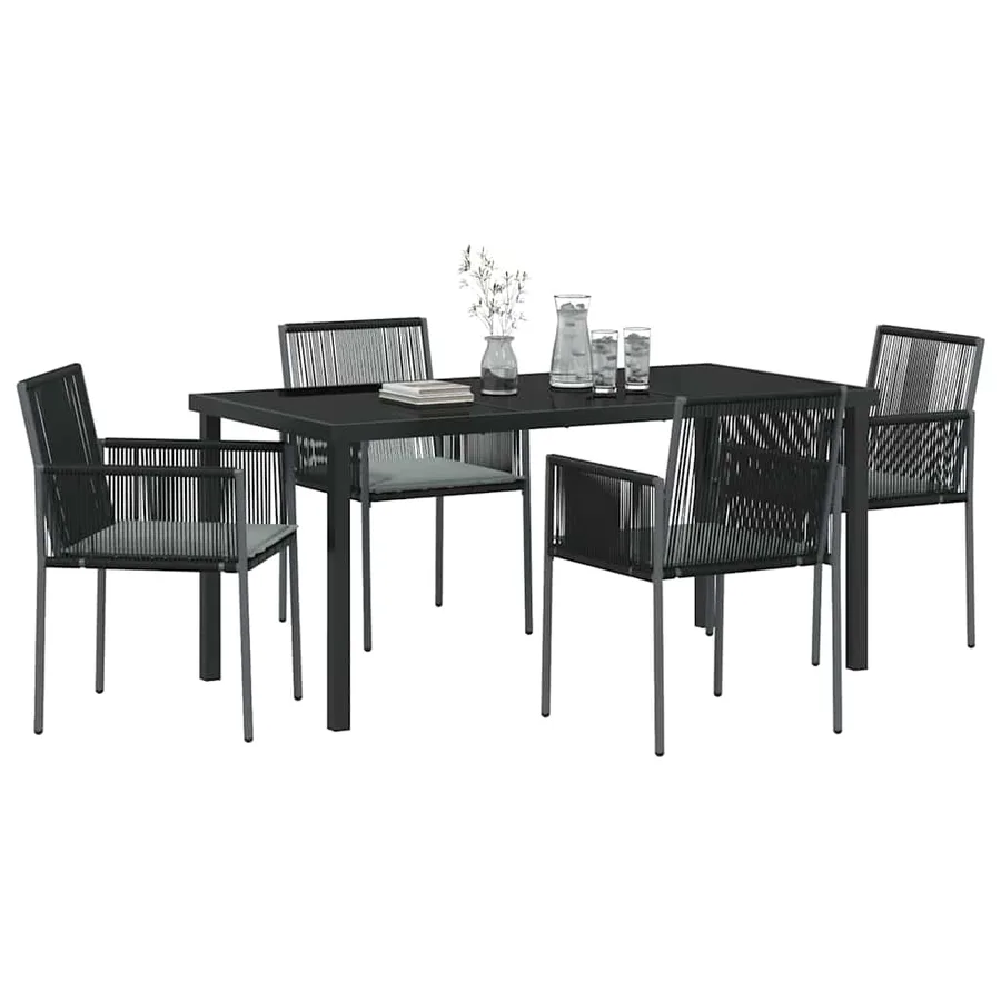 Ensemble de salle à manger pour jardin 5 pcs Noir Rotin PE - 3