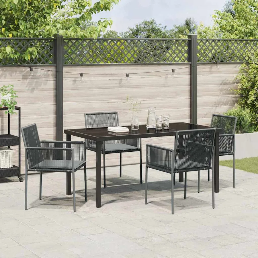 Ensemble de salle à manger pour jardin 5 pcs Noir Rotin PE - 4