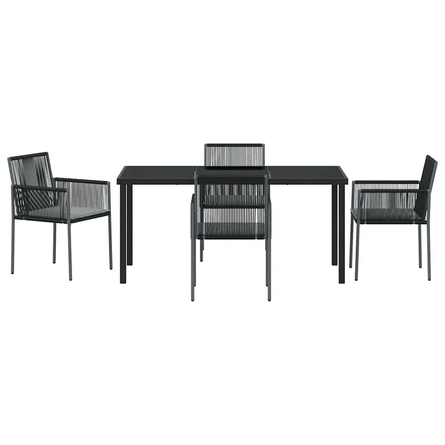 Ensemble de salle à manger pour jardin 5 pcs Noir Rotin PE - 7