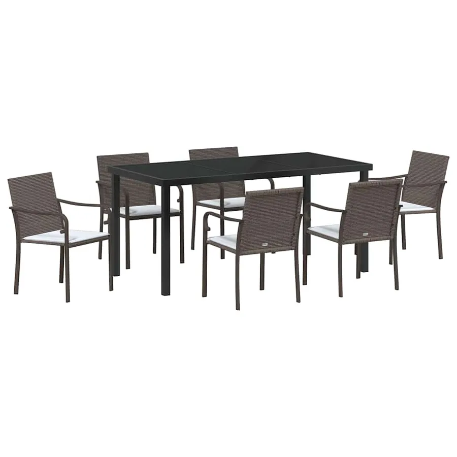 Ensemble de salle à manger pour jardin 7 pcs Marron et Noir - 2
