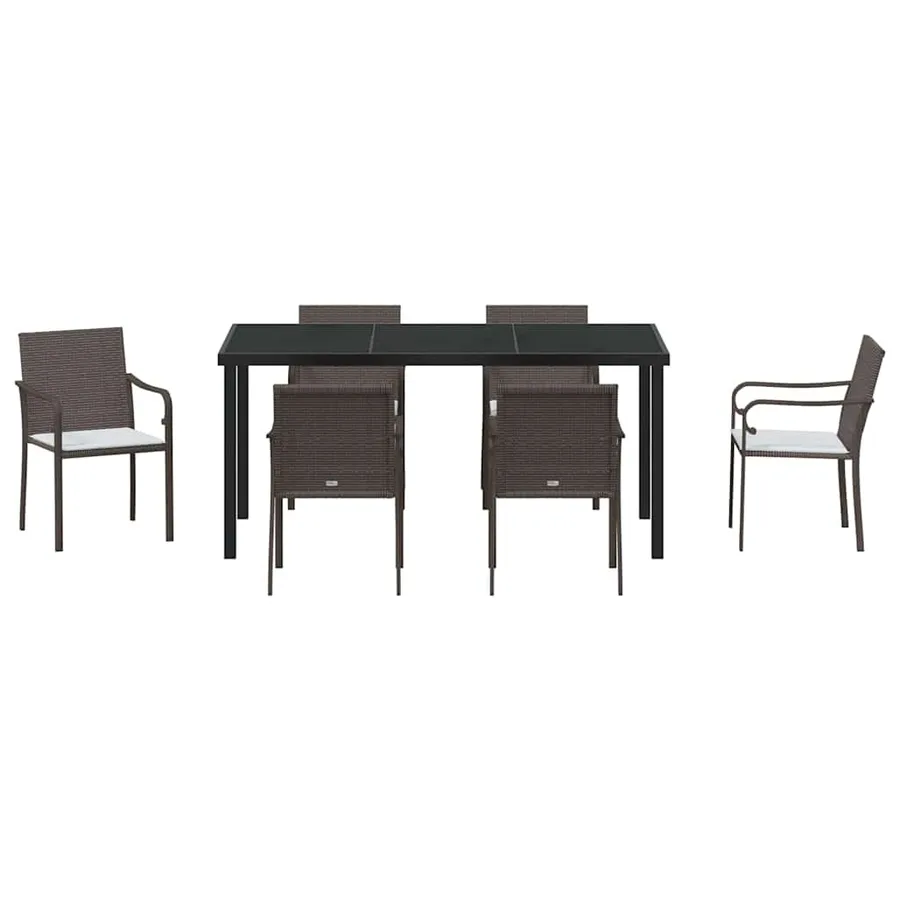 Ensemble de salle à manger pour jardin 7 pcs Marron et Noir - 7