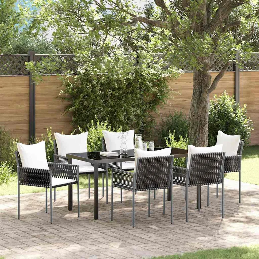 Ensemble de salle à manger pour jardin 7 pcs Marron et Noir