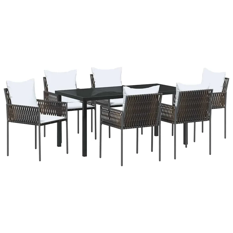 Ensemble de salle à manger pour jardin 7 pcs Marron et Noir - 2