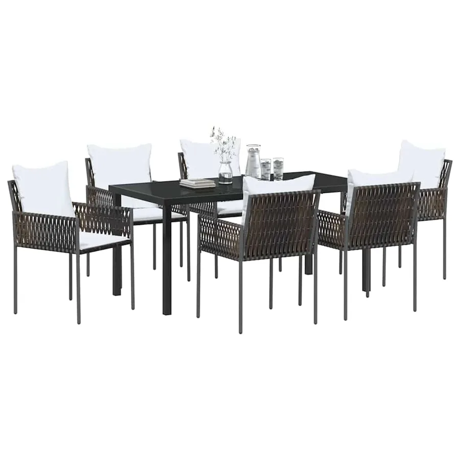 Ensemble de salle à manger pour jardin 7 pcs Marron et Noir - 3