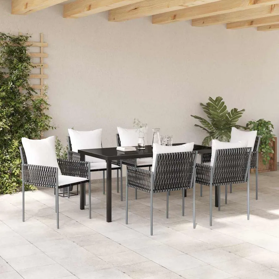 Ensemble de salle à manger pour jardin 7 pcs Marron et Noir - 4
