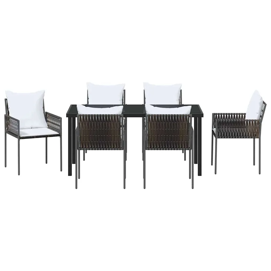 Ensemble de salle à manger pour jardin 7 pcs Marron et Noir - 7