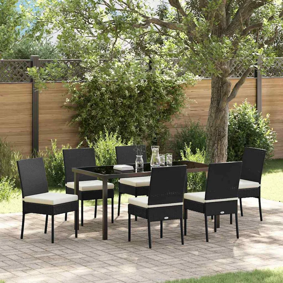 Ensemble de salle à manger pour jardin 7 pcs Noir