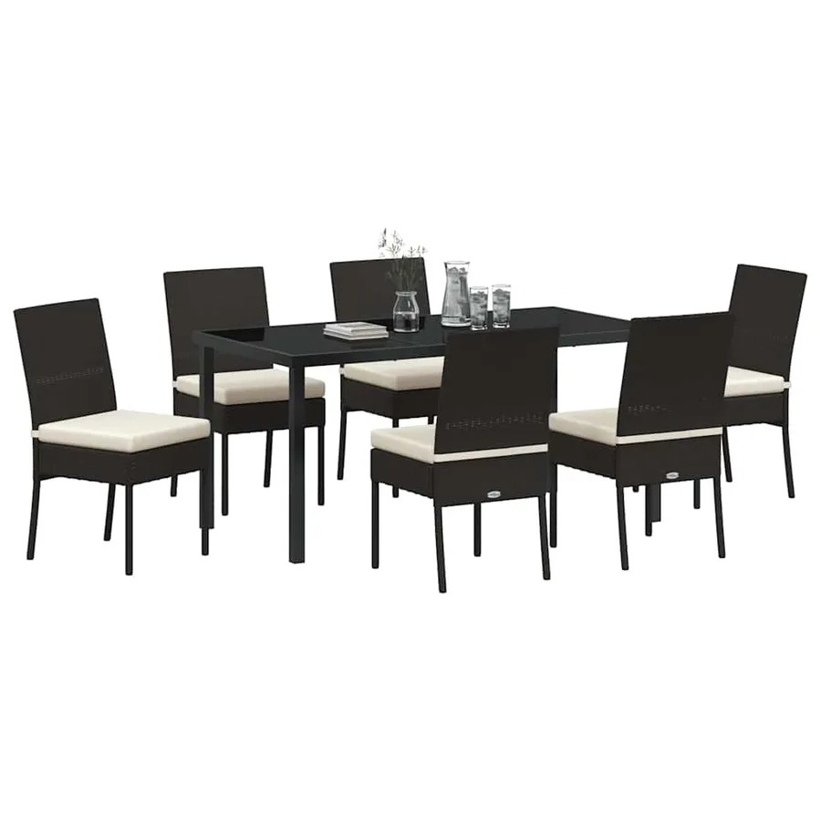 Ensemble de salle à manger pour jardin 7 pcs Noir - 3