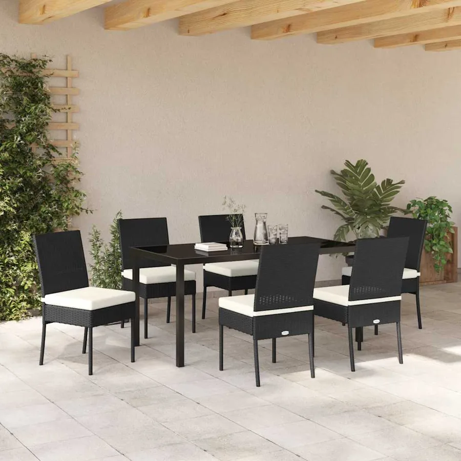 Ensemble de salle à manger pour jardin 7 pcs Noir - 4