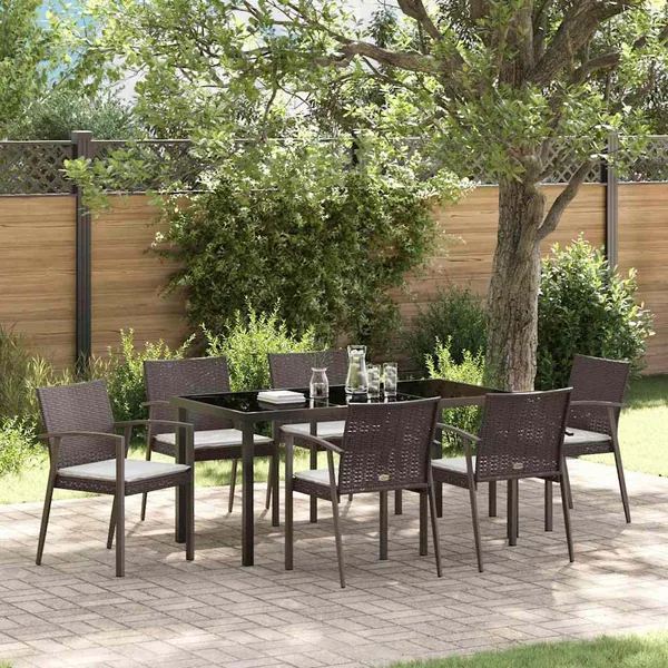 Ensemble de salle à manger pour jardin 7 pcs Marron et Noir