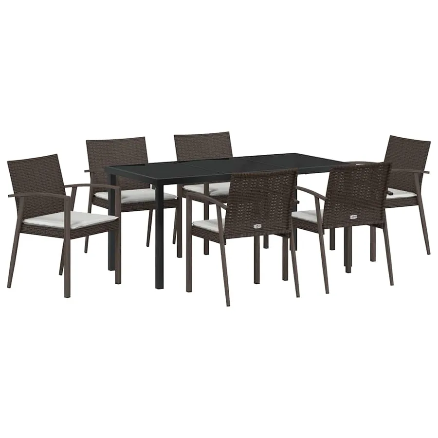 Ensemble de salle à manger pour jardin 7 pcs Marron et Noir - 2