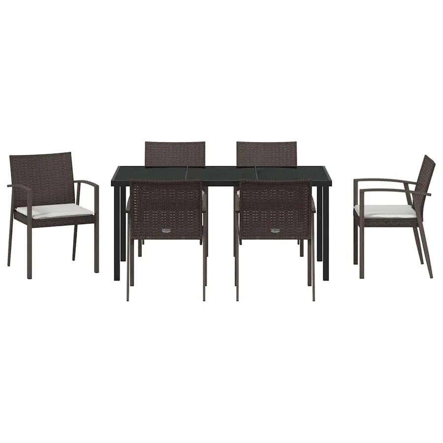 Ensemble de salle à manger pour jardin 7 pcs Marron et Noir - 7