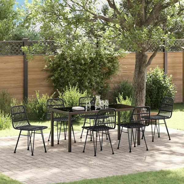 Ensemble de salle à manger pour jardin 7 pcs Noir