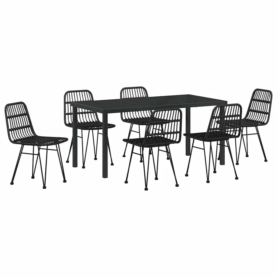 Ensemble de salle à manger pour jardin 7 pcs Noir - 2