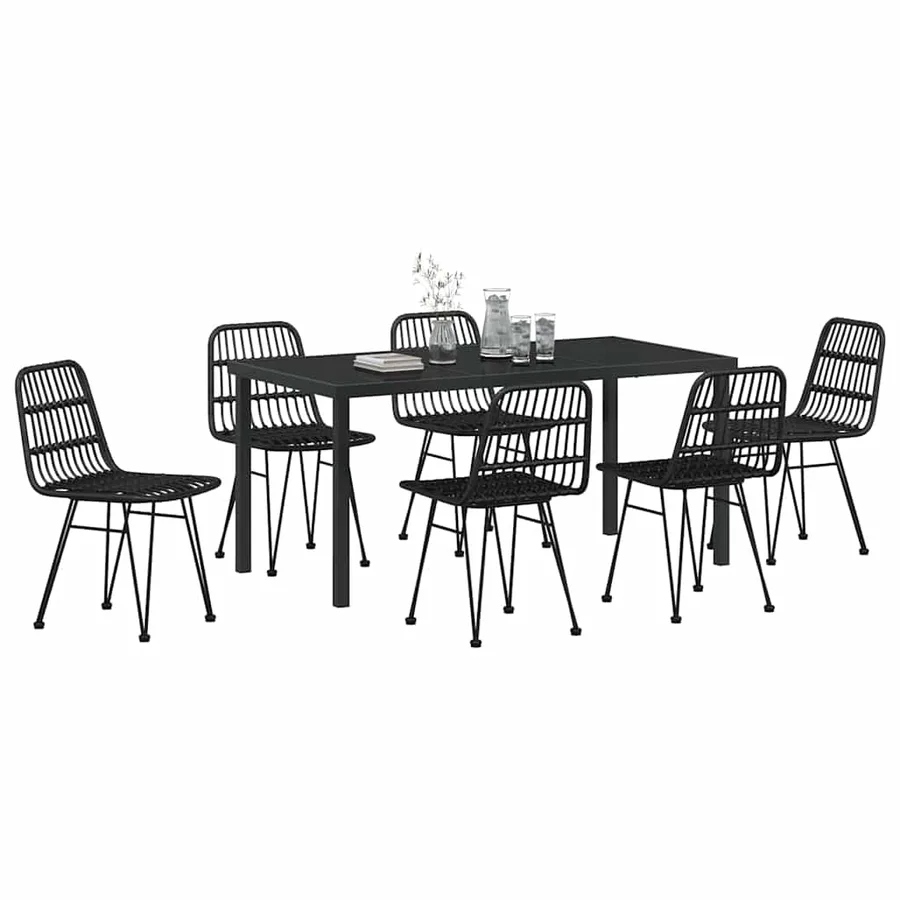 Ensemble de salle à manger pour jardin 7 pcs Noir - 3