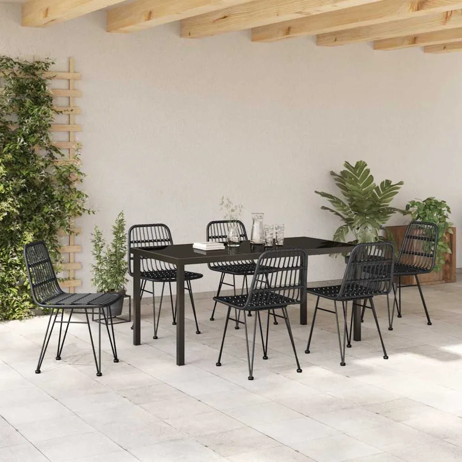 Ensemble de salle à manger pour jardin 7 pcs Noir - 4