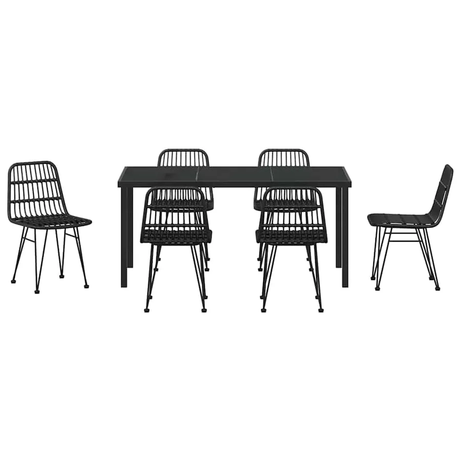 Ensemble de salle à manger pour jardin 7 pcs Noir - 7
