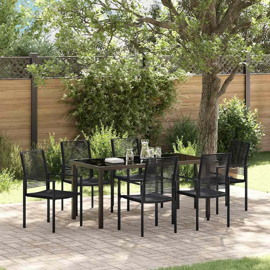 Ensemble de salle à manger pour jardin 7 pcs Noir