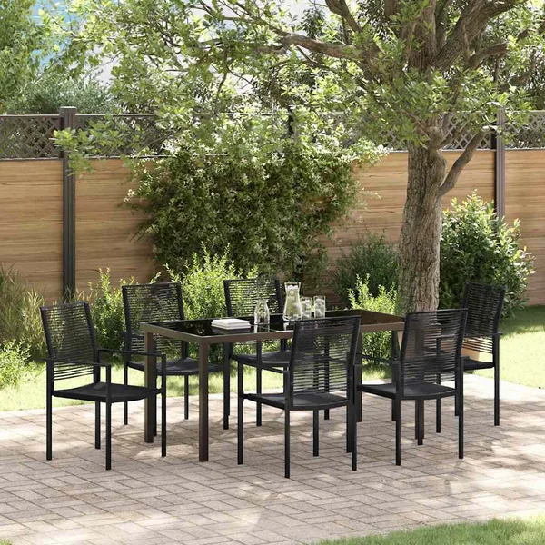 Ensemble de salle à manger pour jardin 7 pcs Noir