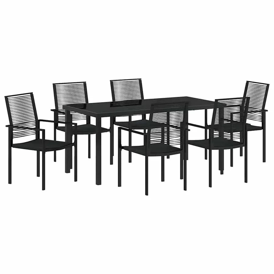 Ensemble de salle à manger pour jardin 7 pcs Noir - 2