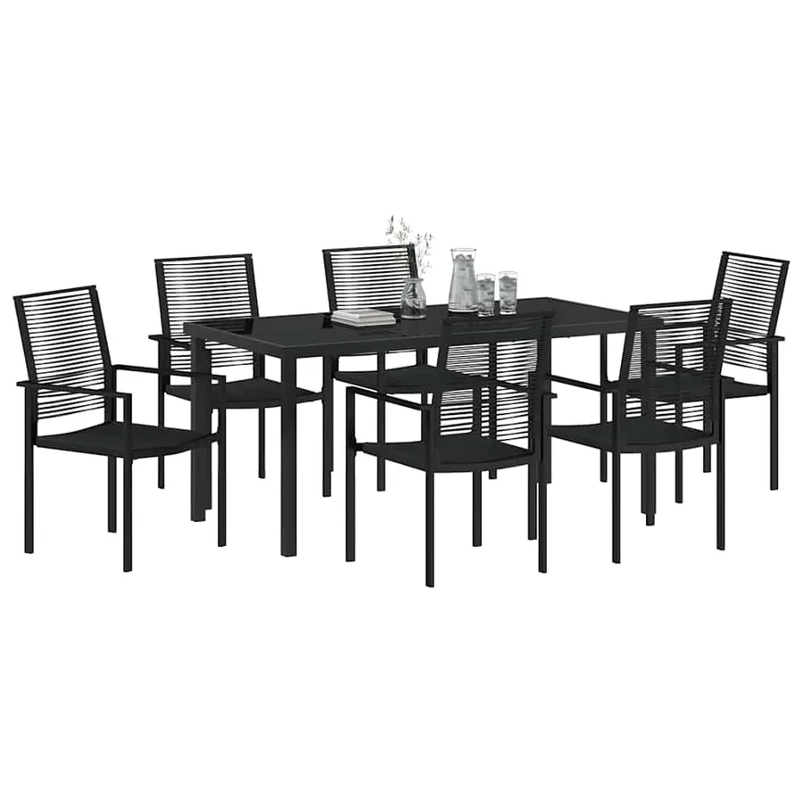 Ensemble de salle à manger pour jardin 7 pcs Noir - 3