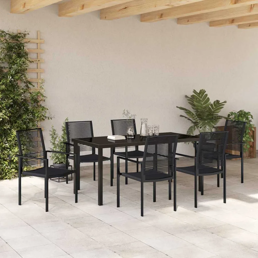 Ensemble de salle à manger pour jardin 7 pcs Noir - 4